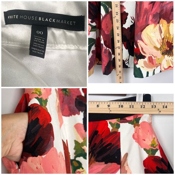 White House Black Market 00 Poppy Floral Midi Skirt Women Pleated Full-A Line - Picture 5 of 10